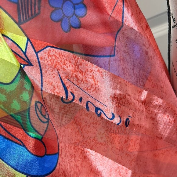 Picasso 80’s Multi-Colorful Geometric Scarf - Picture 4 of 5